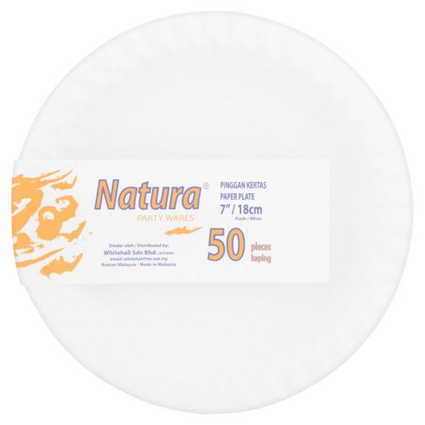 NATURA PARTY WARES WHITE PAPER PLATE 7.18CM 50 PCS-ASL Store