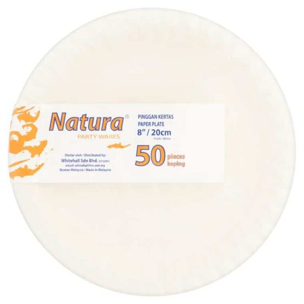 NATURA PARTY WARES WHITE PAPER PLATE 8.20CM 50 PCS-ASL Store